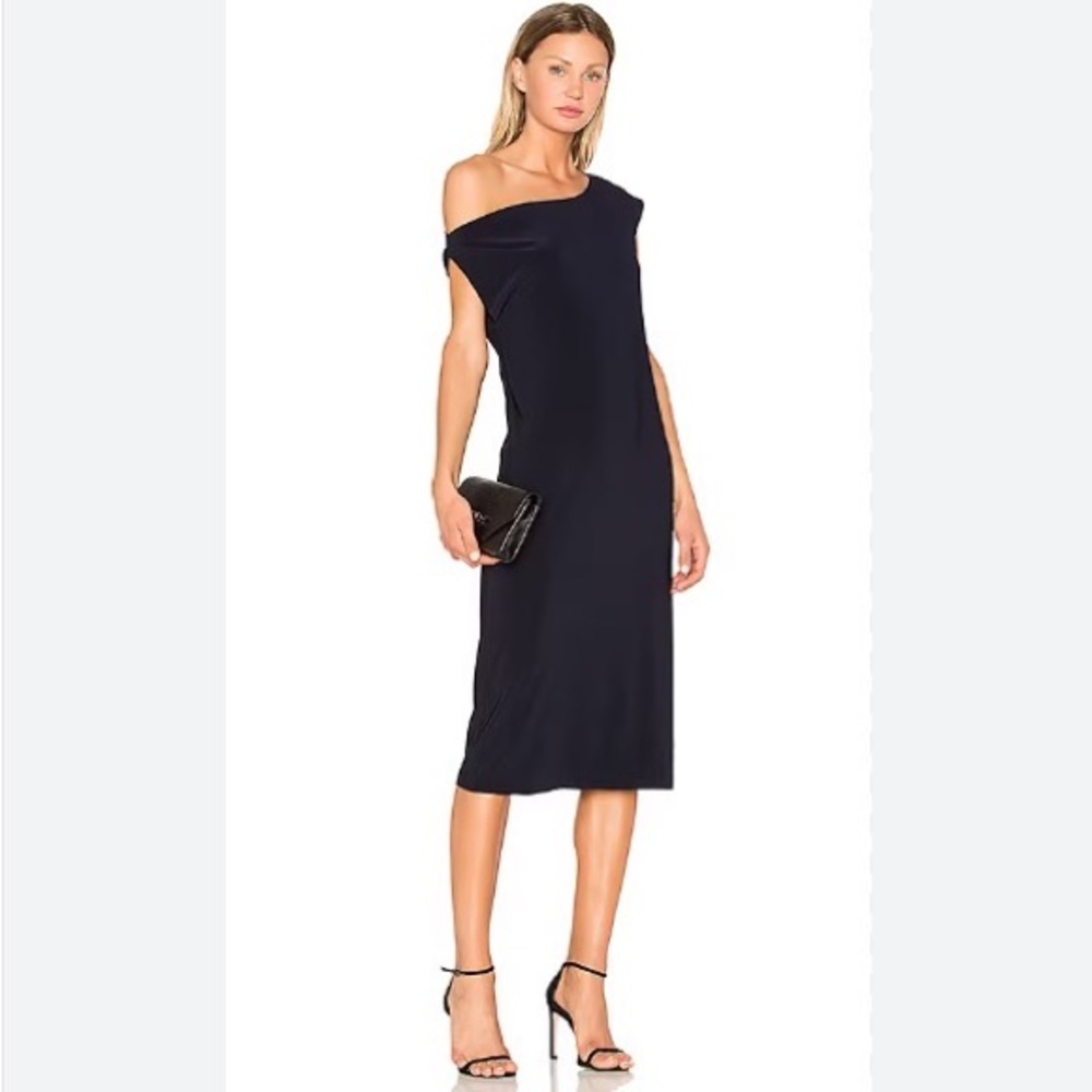 Norma Kamali Shoulder Midi Dress in Midnight